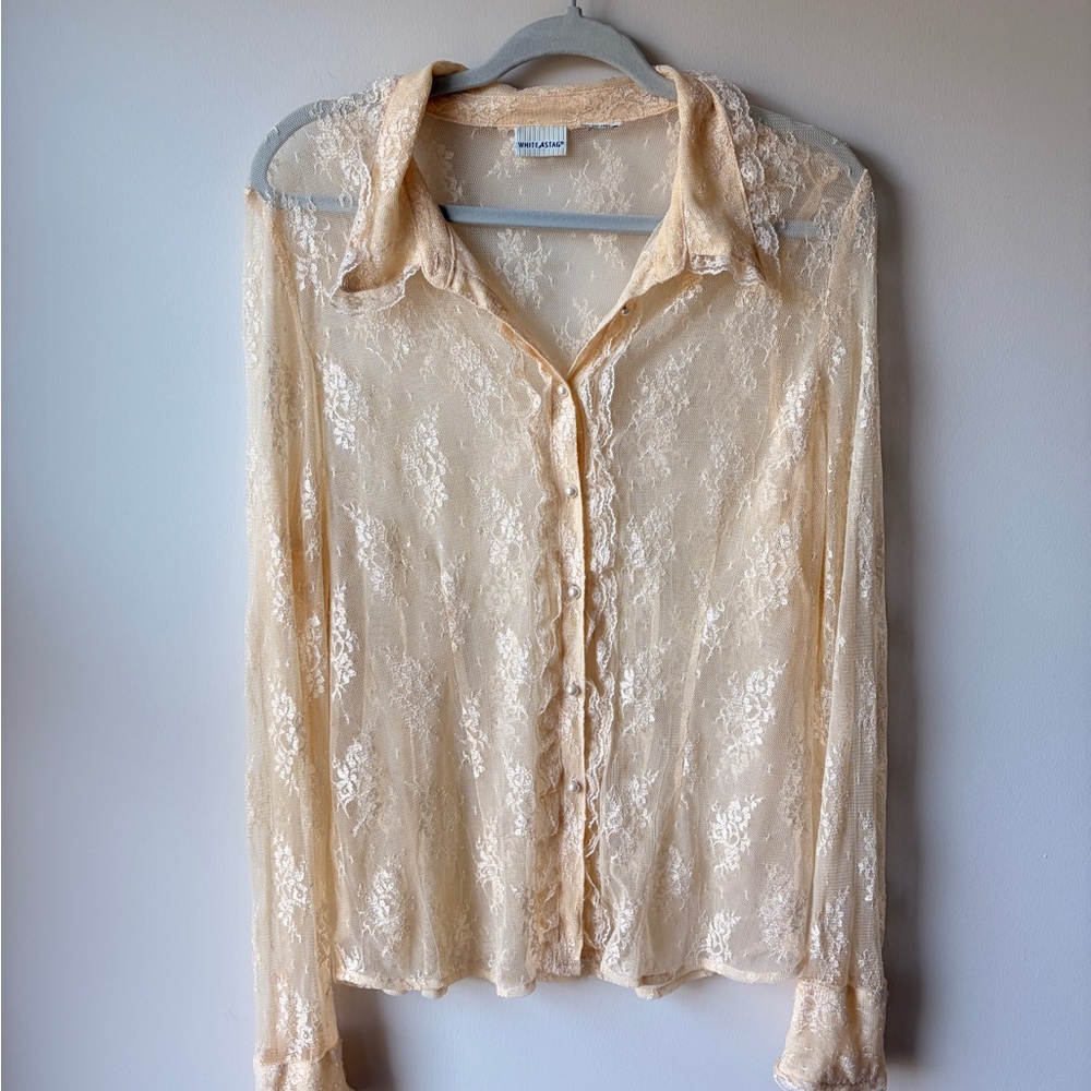Vintage Coquette Cream Lace Blouse